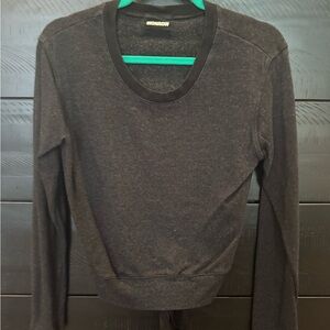 Monrow Gray Fitted Long Sleeve Hoodie